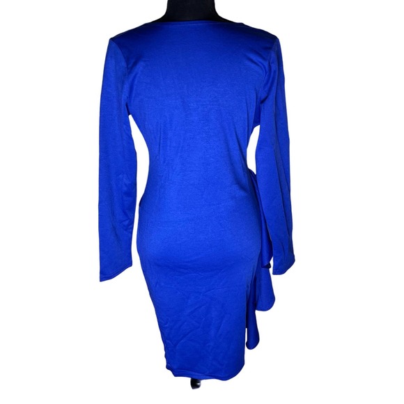 Halfword Women's Deep V Neck Ruffle Long Sleeve Banquet Dress - Picture 3 of 3